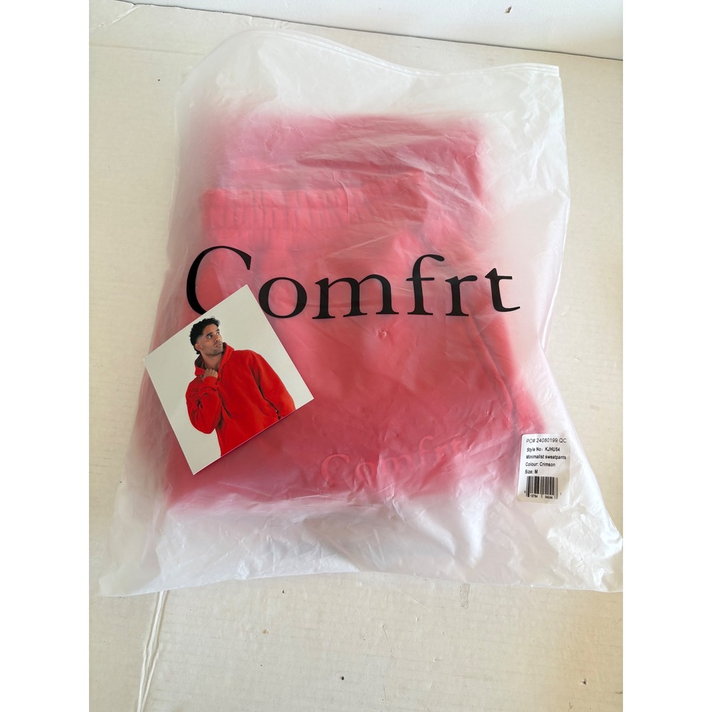 Comfrt Minimalist Sweatpants Crimson Red Fleece Joggers K JHU54 Mens Medium NEW